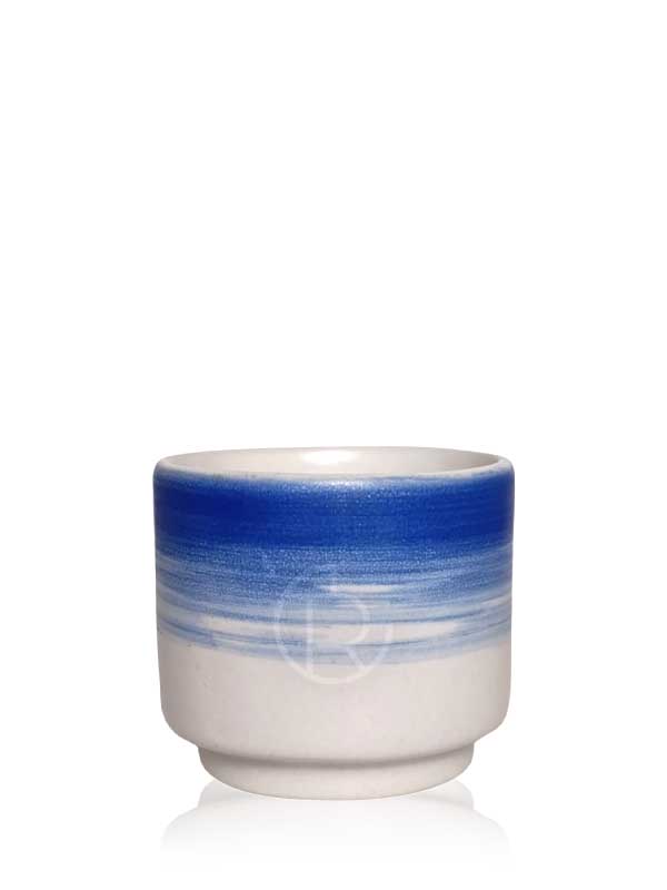 Handmade Ceramic Tea Cup 150 ml Matte Dark Blue Stroke