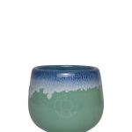 Round Bottom Ceramic Tea Cup 150 ml Blue Waves Turquoise