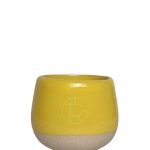 Round Bottom Ceramic Tea Cup 150 ml - Two-tone Horizontal Yellow Unglazed