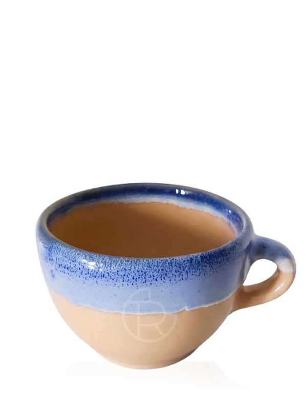 Ceramic Cappuccino Cup 240 ml Blue Waves - Beige