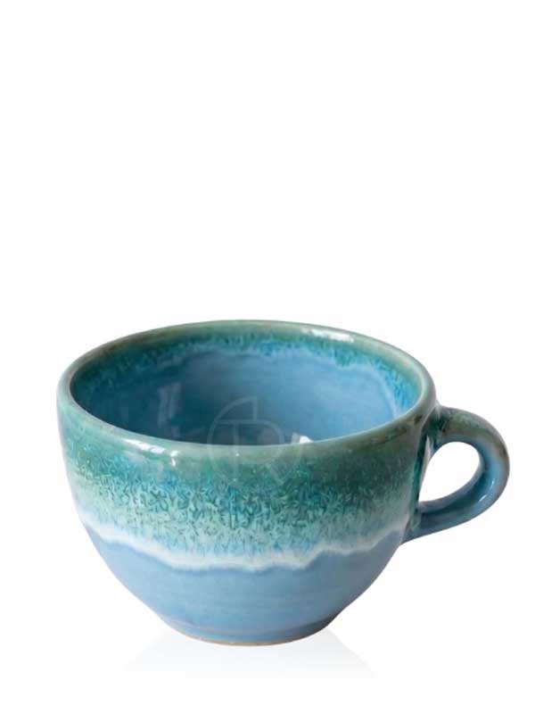 Ceramic Cappuccino Cup 240 ml Turquoise Waves - Light Blue
