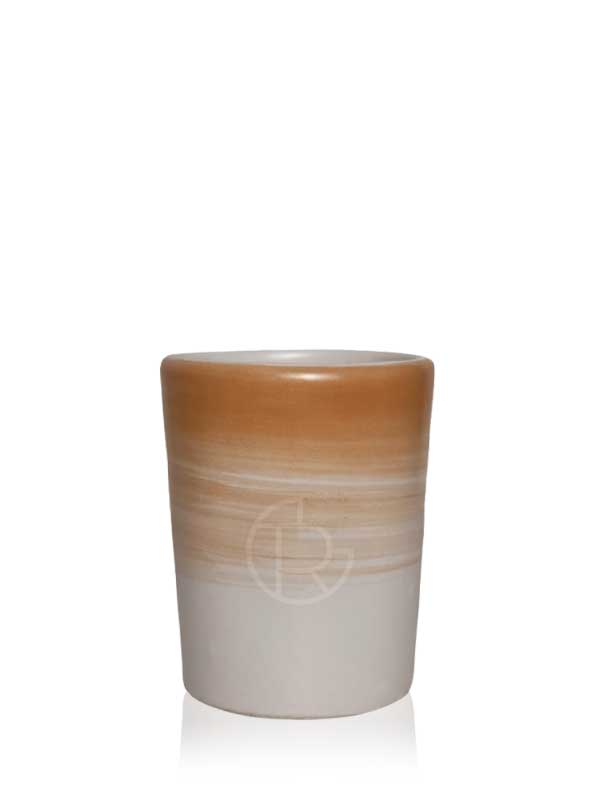 Handmade Ceramic Tea Cup 140 ml Matte Orange Stroke